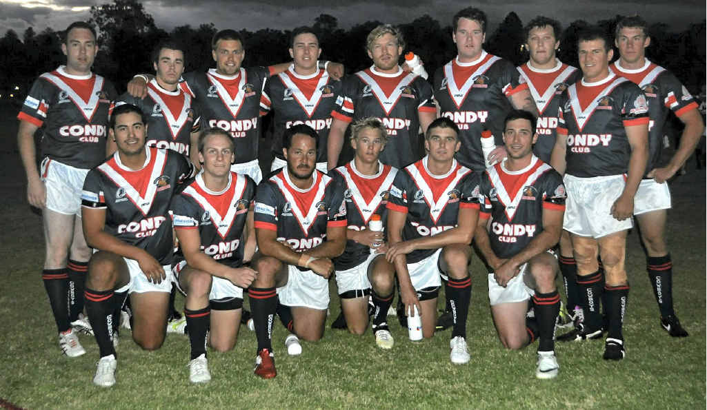 Warwick Cowboys A-graders (back, from left) Chris Enslow, Paul Cantwell, Brendan McNicol, Eamon Brownlie, Garry Ellery, Ryan Kinlyside, Michael O’Keefe, Brock Grayson, Pat Cameron, (front) Vinnie Mei, Pat McGahan, Waka Hakaiti, Trent Achilles, Hayden McNicol and Jimmy Olsen. Warwick Cowboys A-graders (back, from left) Chris Enslow, Paul Cantwell, Brendan McNicol, Eamon Brownlie, Garry Ellery, Ryan Kinlyside, Michael O’Keefe, Brock Grayson, Pat Cameron, (front) Vinnie Mei, Pat McGahan, Waka Hakaiti, Trent Achilles, Hayden McNicol and Jimmy Olsen.